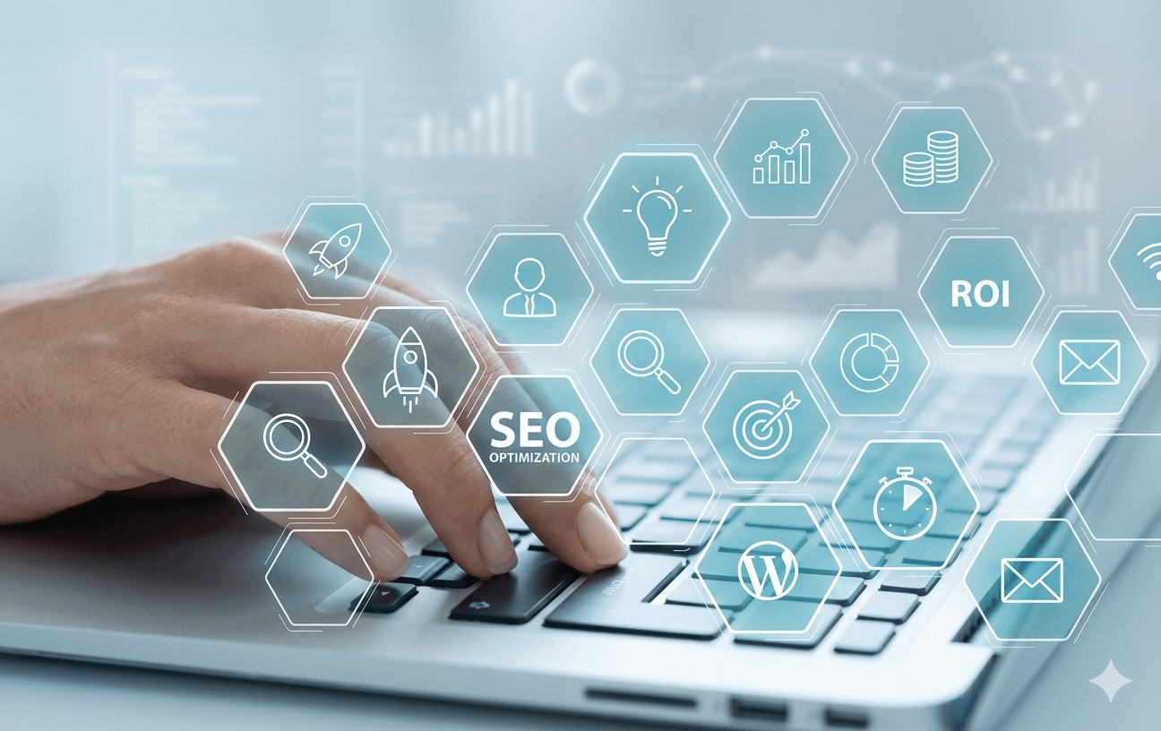 Ai seo ranker landing background